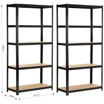 2x REGAŁ METALOWY 90x40x180 CZARNY