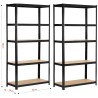 2x REGAŁ METALOWY 90x40x180 CZARNY