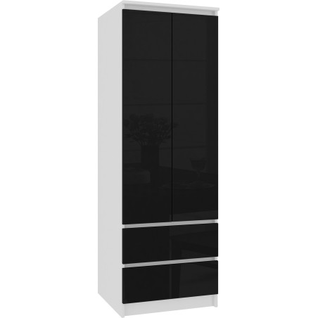 SZAFA STAR S 60 cm 2 DRZWI 2 SZUFLADY PK BIAŁA / CZARNY POŁYSK