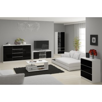 SZAFA STAR S 60 cm 2 DRZWI 2 SZUFLADY PK BIAŁA / CZARNY POŁYSK