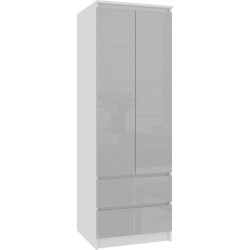 SZAFA STAR S 60 cm 2 DRZWI 2 SZUFLADY PK BIAŁA / METALIK POŁYSK