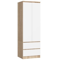 SZAFA STAR S 60 cm 2 DRZWI 2 SZUFLADY PK SONOMA / BIAŁA