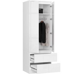 SZAFA STAR S 60 cm 2 DRZWI 2 SZUFLADY PK BIAŁA / BIAŁY POŁYSK