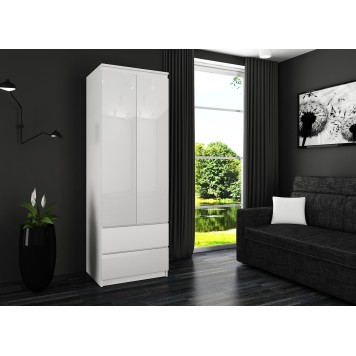 SZAFA STAR S 60 cm 2 DRZWI 2 SZUFLADY PK BIAŁA / BIAŁY POŁYSK