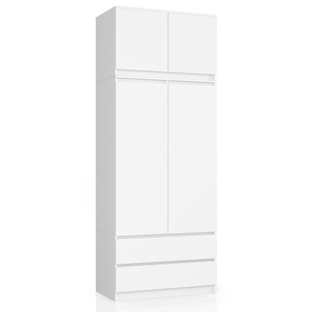 SZAFA Z NADSTAWKĄ S 90 cm 2 DRZWI 2 SZUFLADY PK BIAŁA