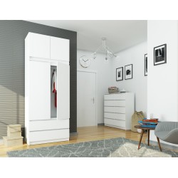 SZAFA Z NADSTAWKĄ S 90 cm 2 DRZWI 2 SZUFLADY PK BIAŁA