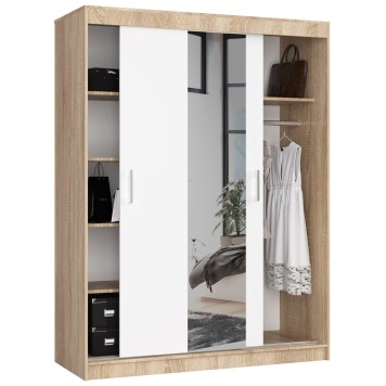 SZAFA PRZESUWNA 150cm CLP SONOMA / BIAŁA