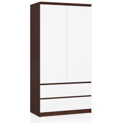 SZAFA S 90 cm 2 DRZWI 2 SZUFLADY PK WENGE / BIAŁA