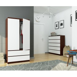 SZAFA S 90 cm 2 DRZWI 2 SZUFLADY PK WENGE / BIAŁA