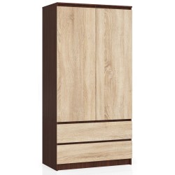 SZAFA S 90 cm 2 DRZWI 2 SZUFLADY PK WENGE / SONOMA