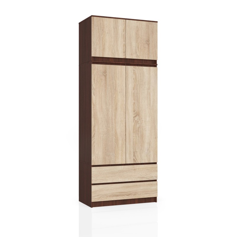 SZAFA Z NADSTAWKĄ S 90 cm 2 DRZWI 2 SZUFLADY PK WENGE / SONOMA SZAFA Z NADSTAWKĄ S 90 cm 2 DRZWI 2 SZUFLADY PK WENGE / SONOMA