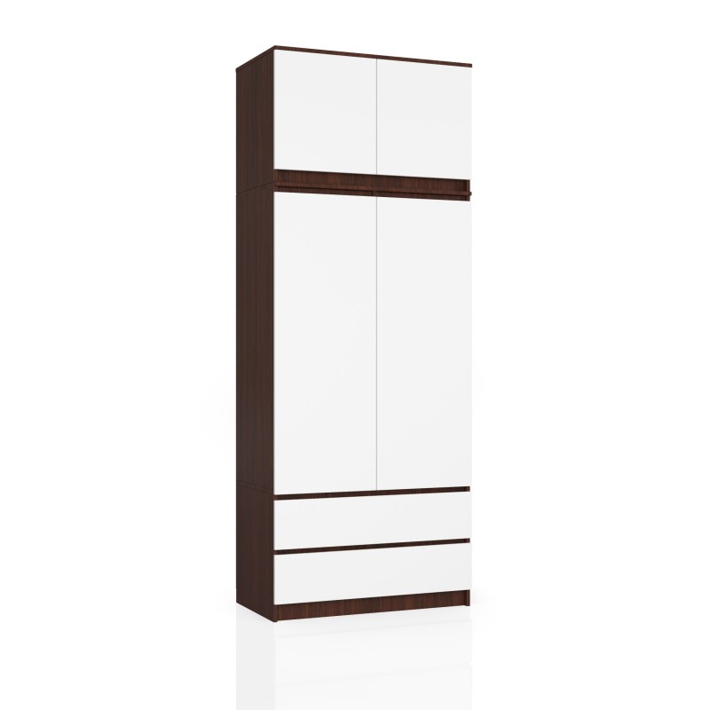 SZAFA Z NADSTAWKĄ S 90 cm 2 DRZWI 2 SZUFLADY PK WENGE / BIAŁA SZAFA Z NADSTAWKĄ S 90 cm 2 DRZWI 2 SZUFLADY PK WENGE / BIAŁA
