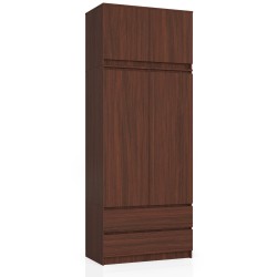 SZAFA Z NADSTAWKĄ S 90 cm 2 DRZWI 2 SZUFLADY PK WENGE