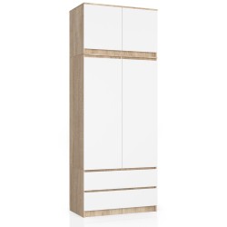 SZAFA Z NADSTAWKĄ S90 2D 2SZ CLP PK DĄB SONOMA / BIAŁA