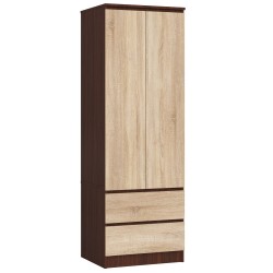 SZAFA STAR S 60 cm 2 DRZWI 2 SZUFLADY WENGE / SONOMA