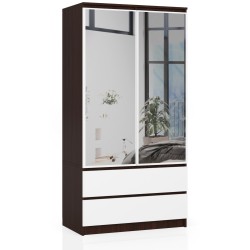 SZAFA S 90 cm 2 DRZWI 2 SZUFLADY 2 LUSTRA PK WENGE / BIAŁA