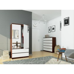 SZAFA S 90 cm 2 DRZWI 2 SZUFLADY 2 LUSTRA PK WENGE / BIAŁA