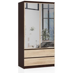 SZAFA S 90 cm 2 DRZWI 2 SZUFLADY 2 LUSTRA PK WENGE / SONOMA