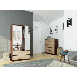SZAFA S 90 cm 2 DRZWI 2 SZUFLADY 2 LUSTRA PK WENGE / SONOMA