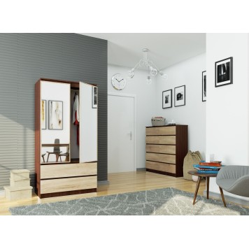 SZAFA S 90 cm 2 DRZWI 2 SZUFLADY 2 LUSTRA PK WENGE / SONOMA