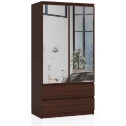 SZAFA S 90 cm 2 DRZWI 2 SZUFLADY 2 LUSTRA PK WENGE