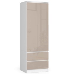 SZAFA STAR S 60 cm 2 DRZWI 2 SZUFLADY PK BIAŁA / CAPPUCCINO POŁYSK