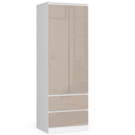 SZAFA STAR S 60 cm 2 DRZWI 2 SZUFLADY PK BIAŁA / CAPPUCCINO POŁYSK