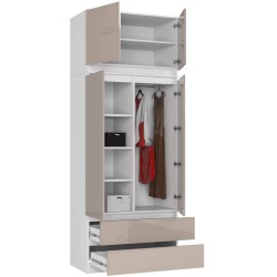 SZAFA Z NADSTAWKĄ S90 2D 2SZ CLP PK CAPUCINO POŁYSK