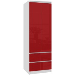 SZAFA STAR S 60 cm 2 DRZWI 2 SZUFLADY PK BIAŁA / CZERWONY POŁYSK
