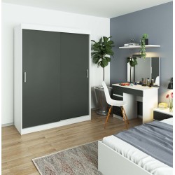 SZAFA PRZESUWNA 150cm CLP BIAŁA / SZARA MONO