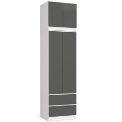 SZAFA Z NADSTAWKĄ S60 2D 2SZ CLP PK BIAŁY / SZARY