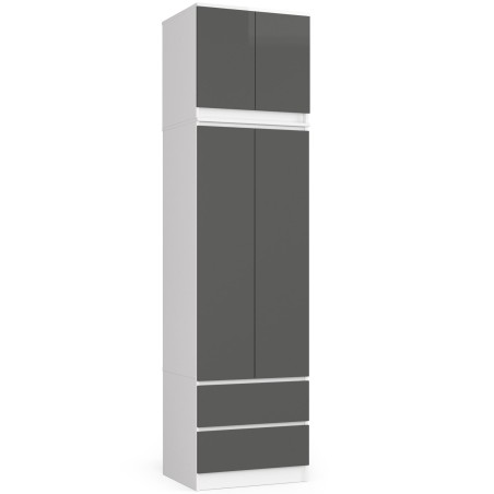 SZAFA Z NADSTAWKĄ S60 2D 2SZ CLP PK BIAŁY / SZARY