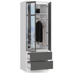 SZAFA STAR S60 2D 2SZ BIAŁA / SZARA + LUSTRO