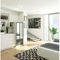 SZAFA STAR S60 2D 2SZ BIAŁA / SZARA + LUSTRO