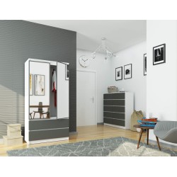 SZAFA S90 2D 2SZ 2 LUSTRO CLP PK BIAŁY / SZARY