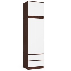 Szafa z nadstawką do sypialni 60 cm STAR - wenge-biała