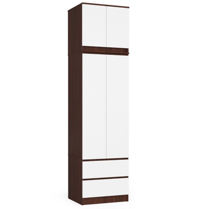 Szafa z nadstawką do sypialni 60 cm STAR - wenge-biała