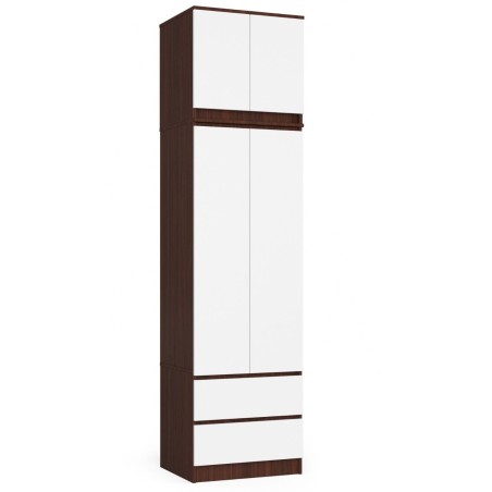 Szafa z nadstawką do sypialni 60 cm STAR - wenge-biała
