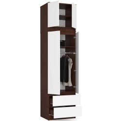 Szafa z nadstawką do sypialni 60 cm STAR - wenge-biała