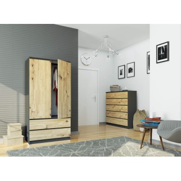 SZAFA S90 2D 2SZ CLP PK GRAFIT SZARY / DĄB ARTISAN