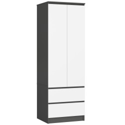 SZAFA STAR S60 2D 2SZ PK GRAFIT SZARY / BIAŁA