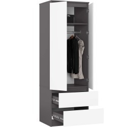 SZAFA STAR S60 2D 2SZ PK GRAFIT SZARY / BIAŁA