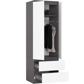 SZAFA STAR S60 2D 2SZ PK GRAFIT SZARY / BIAŁA