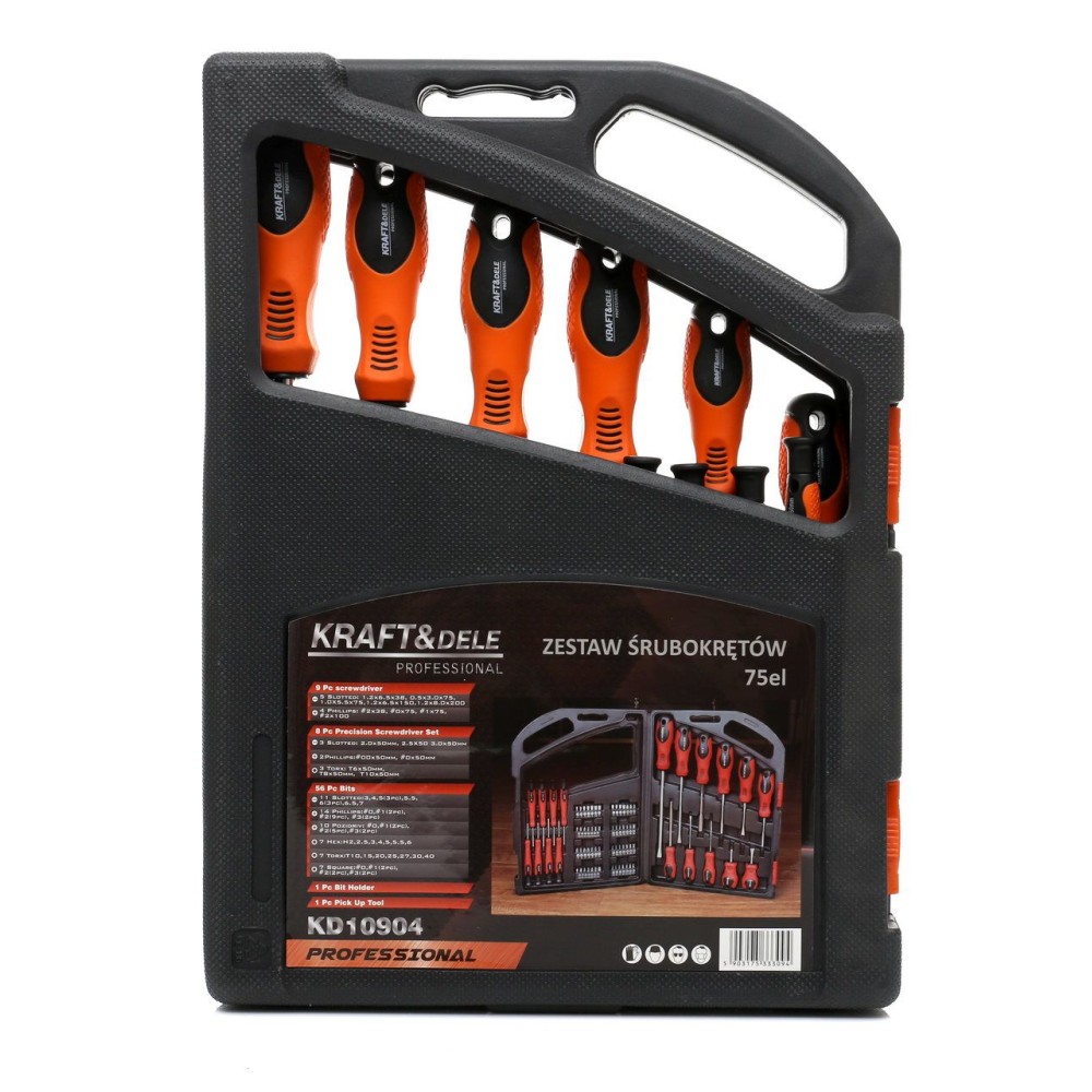 Zestaw śrubokrętów i bitów 75el. KD10904