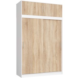 SZAFA PRZESUWNA Z NADSTAWKĄ 150cm CLP BIAŁA / SONOMA MONO