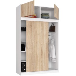 SZAFA PRZESUWNA Z NADSTAWKĄ 150cm CLP BIAŁA / SONOMA MONO