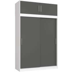 SZAFA PRZESUWNA Z NADSTAWKĄ 150cm CLP BIAŁA / SZARA MONO