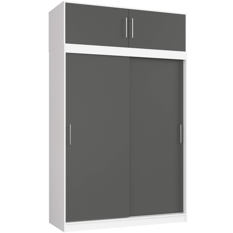 SZAFA PRZESUWNA Z NADSTAWKĄ 150cm CLP BIAŁA / SZARA MONO