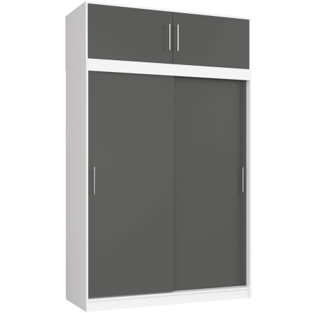 SZAFA PRZESUWNA Z NADSTAWKĄ 150cm CLP BIAŁA / SZARA MONO