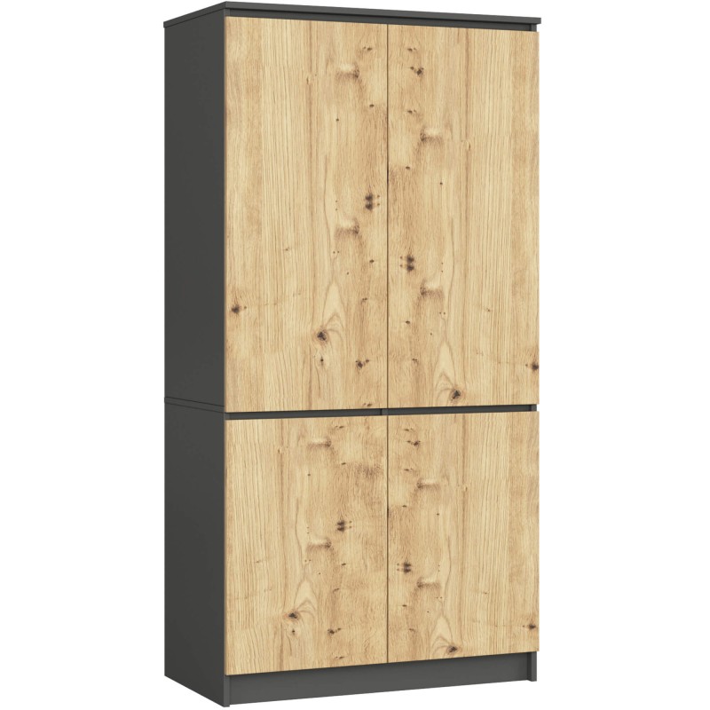 SZAFA S90 4D CLP GRAFIT SZARY / DĄB ARTISAN SZAFA S90 4D CLP GRAFIT SZARY / DĄB ARTISAN